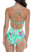 Luli Fama Carribean Fantasy Wavy Drawstring Keyhole One Piece Fuller Coverage